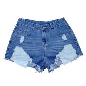 Distressed High Waist Denim Shorts – Size Small